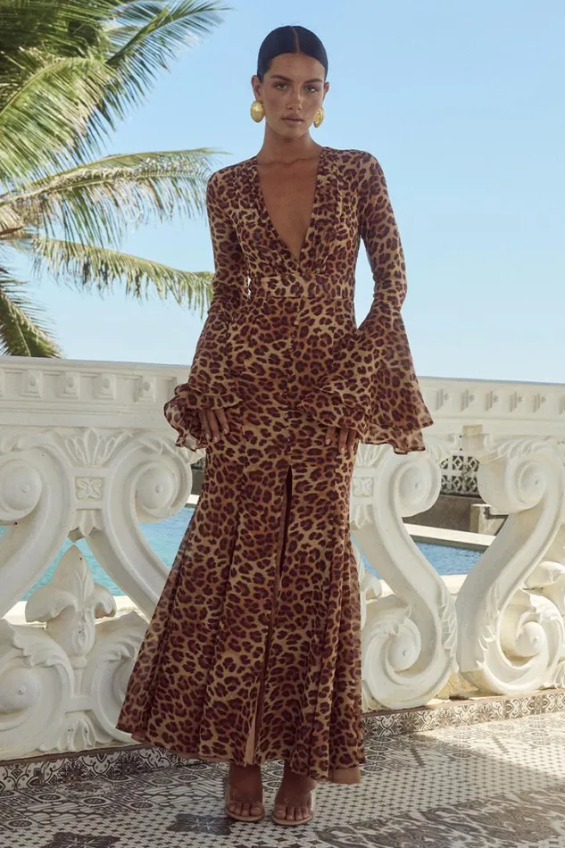 Runaway The Label Maxi Dresses SARI MAXI DRESS Leopard Print 8211 Women