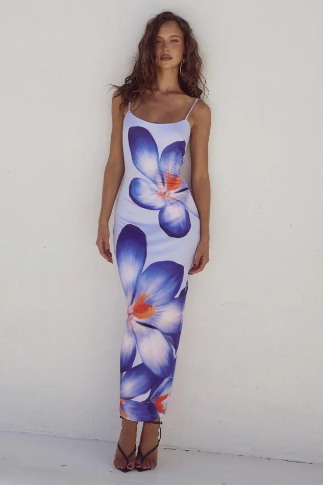 Runaway The Label Midi Dresses DEIA MIDI DRESS Violet Flower 8211 Women