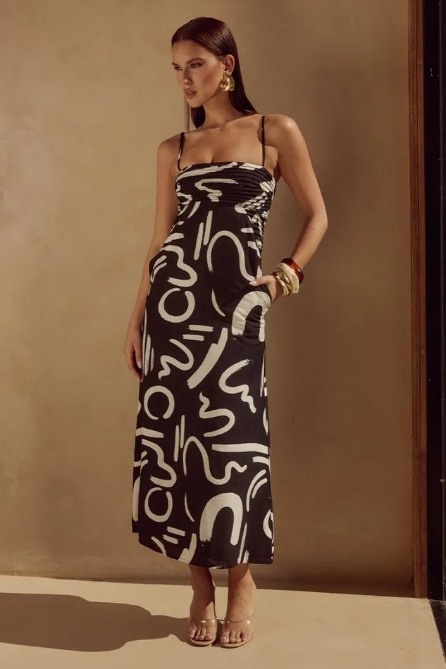 Runaway The Label Midi Dresses INEZ MIDI DRESS York Black 8211 Women