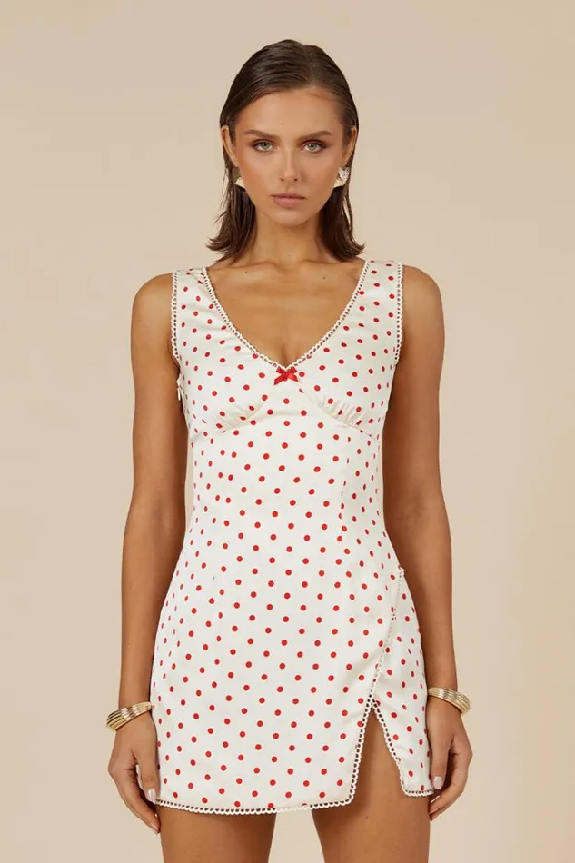 Runaway The Label Mini Dresses TERESA MINI DRESS White Dot 8211 Women