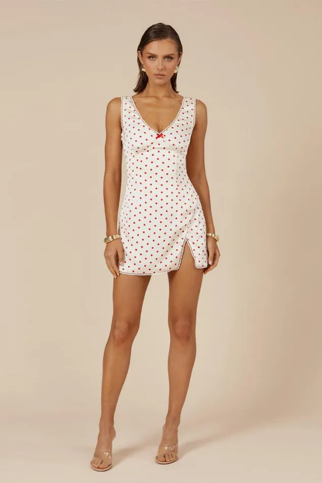 Runaway The Label Mini Dresses TERESA MINI DRESS White Dot 8211 Women