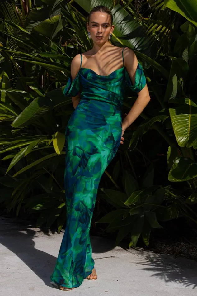 Runaway The Label Race Day Dresses LITSA MAXI DRESS Calista Green 8211 Women