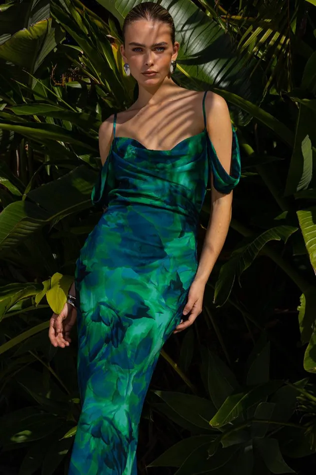 Runaway The Label Race Day Dresses LITSA MAXI DRESS Calista Green 8211 Women