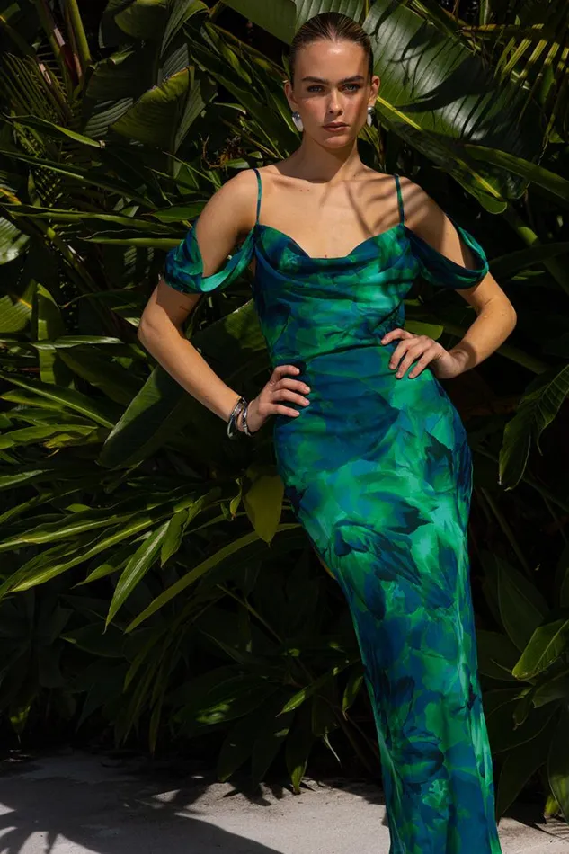 Runaway The Label Race Day Dresses LITSA MAXI DRESS Calista Green 8211 Women