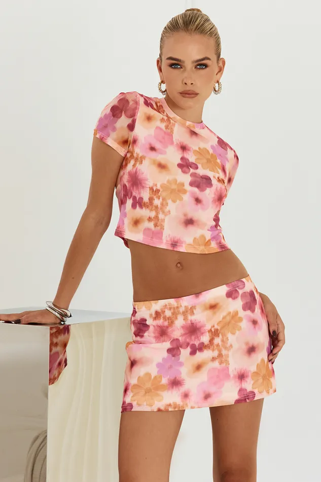 Runaway The Label Skirts JAZZIE MINI SKIRT Orange Floral 8211 Women