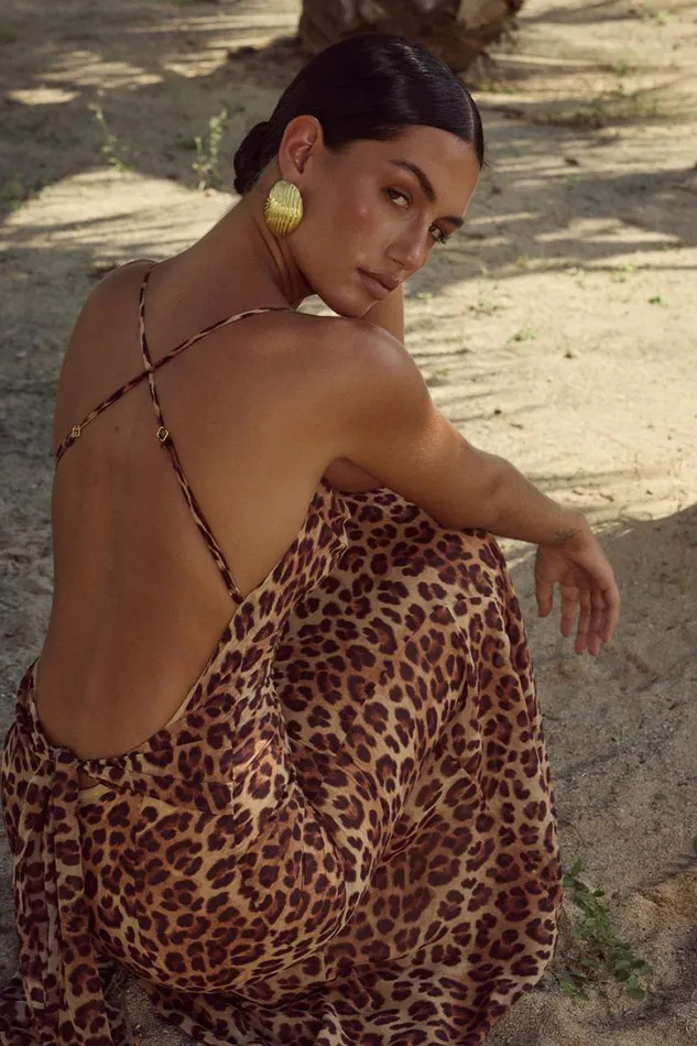 Runaway The Label Slip Dresses ALBION MAXI DRESS Leopard Print 8211 Women