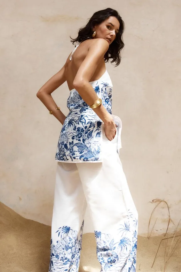 Runaway The Label Summer Sets VALENCIA TOP Bluewhite 8211 Women