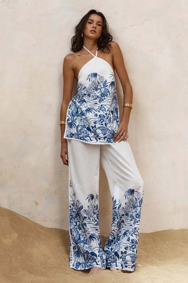 Runaway The Label Summer Sets VALENCIA TOP Bluewhite 8211 Women