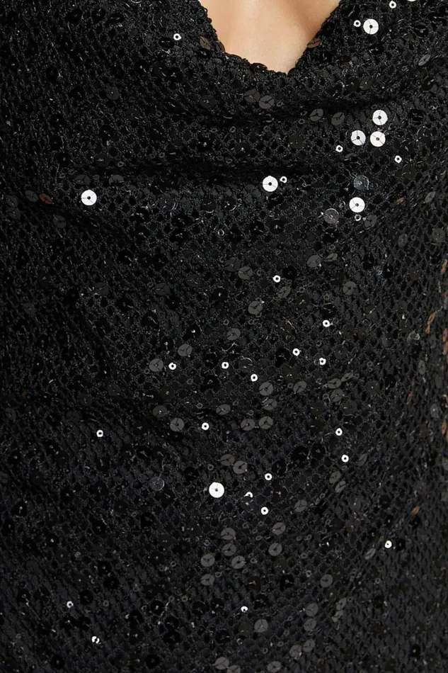 Sally Maxi Dress 8211 Cowl Neck Backless Sequin Mesh Dress In Black Women Showpo Dresses