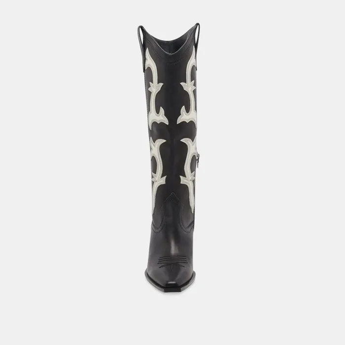 Samare Boots Black White Leather Women Dolce Vita Boots and Booties