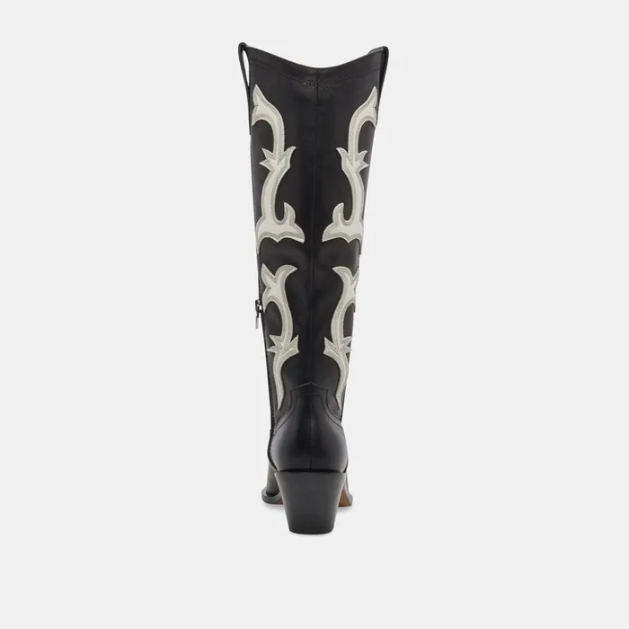 Samare Boots Black White Leather Women Dolce Vita Boots and Booties