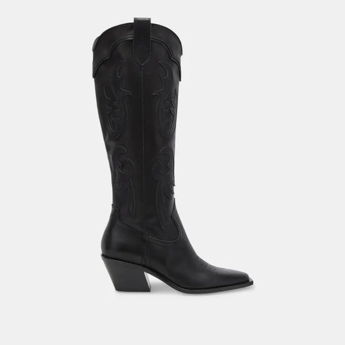 Samsin Boots Black Leather Women Dolce Vita Boots and Booties