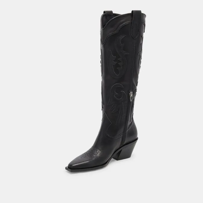 Samsin Boots Black Leather Women Dolce Vita Boots and Booties