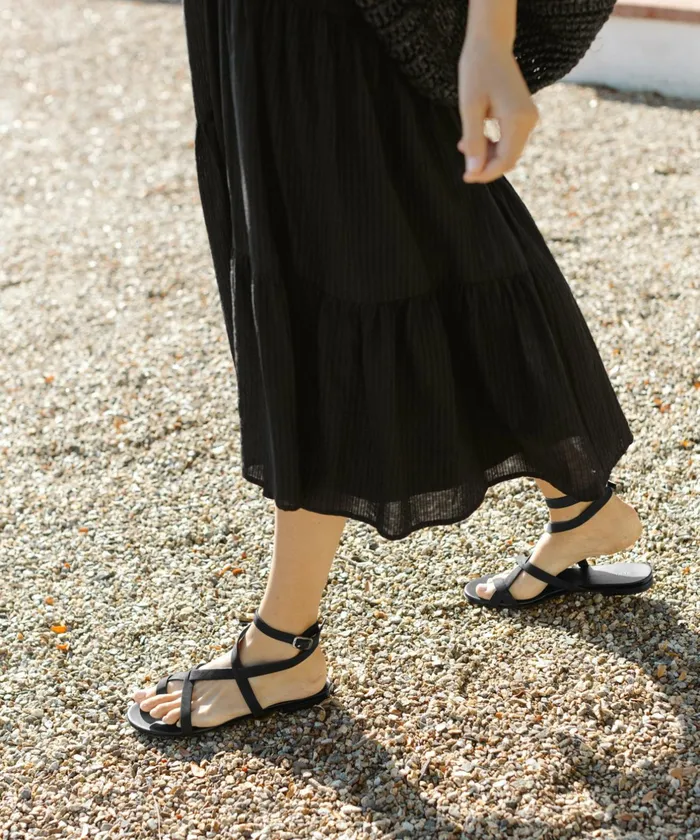 Sandals and Slides Women Jenni Kayne Oiled Leather Strappy Sandal Black