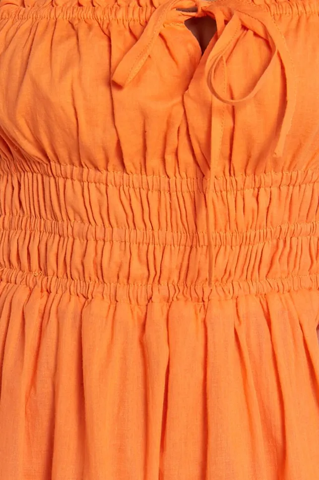 Schiffer Midi Dress 8211 Strappy Ruched Tie Front Tiered Dress In Mandarin Women Showpo Curve Clothes