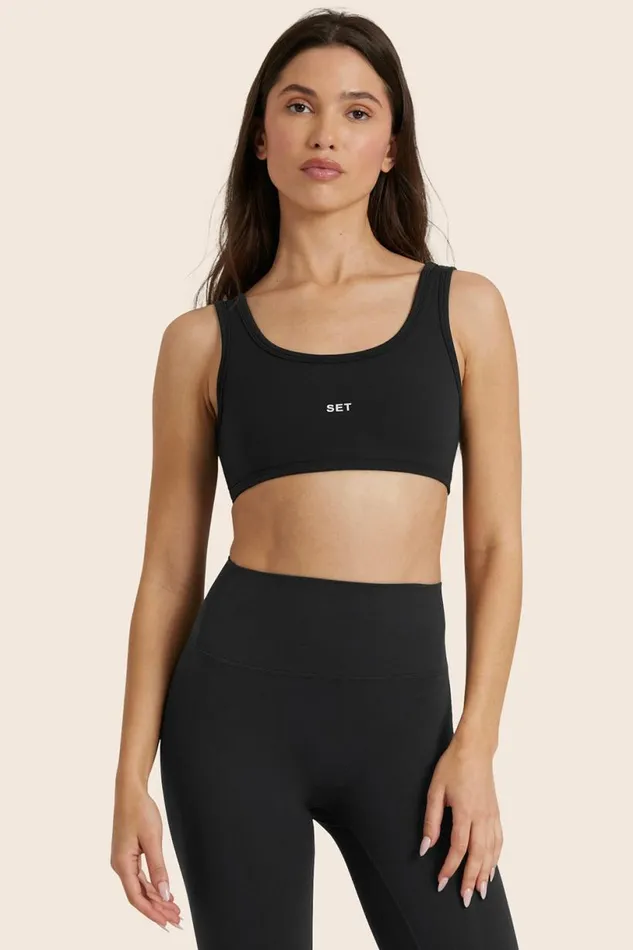 SET ACTIVE Activewear AIRLUXE BREATHE SCOOP BRA 8211 ONYX 8211 Women