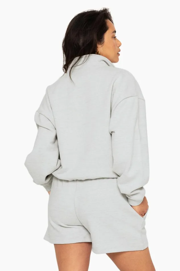 SET ACTIVE Sweats HEAVYWEIGHT SWEATS HALF ZIP 8211 HEATHER GREY 8211 Women
