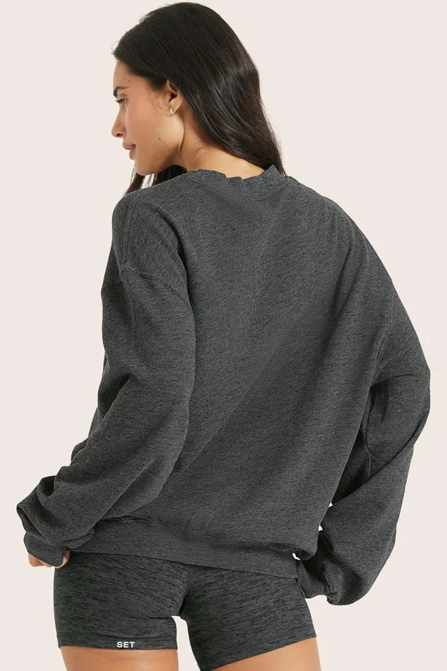 SET ACTIVE Sweats LIGHTWEIGHT SWEATS CLASSIC CREWNECK 8211 PEPPER HEATHER GREY 8211 Women