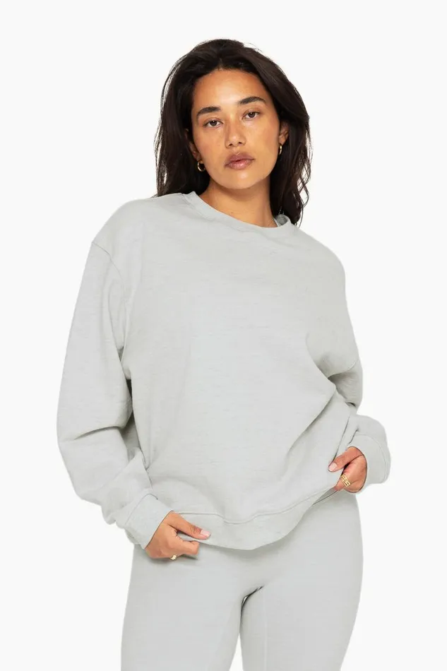 SET ACTIVE Tops HEAVYWEIGHT SWEATS CREWNECK 8211 HEATHER GREY 8211 Women