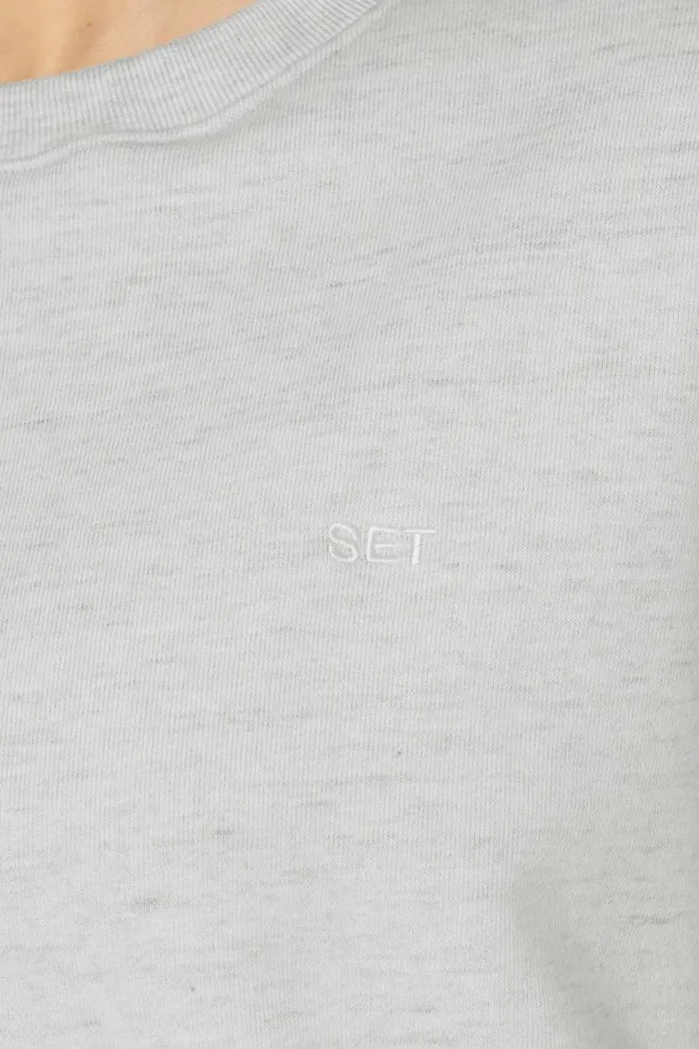 SET ACTIVE Tops HEAVYWEIGHT SWEATS CREWNECK 8211 HEATHER GREY 8211 Women