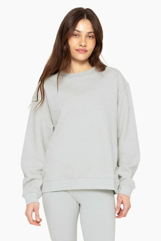 SET ACTIVE Tops HEAVYWEIGHT SWEATS CREWNECK 8211 HEATHER GREY 8211 Women