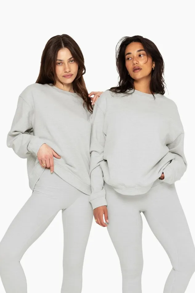 SET ACTIVE Tops HEAVYWEIGHT SWEATS CREWNECK 8211 HEATHER GREY 8211 Women