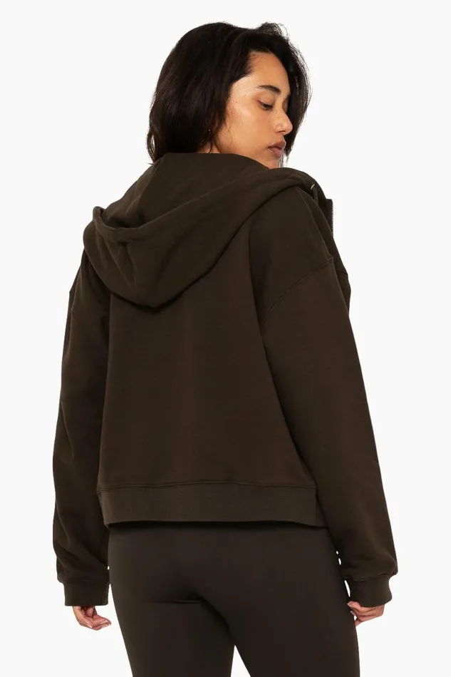 SET ACTIVE Tops HEAVYWEIGHT SWEATS ZIP HOODIE 8211 ESPRESSO 8211 Women