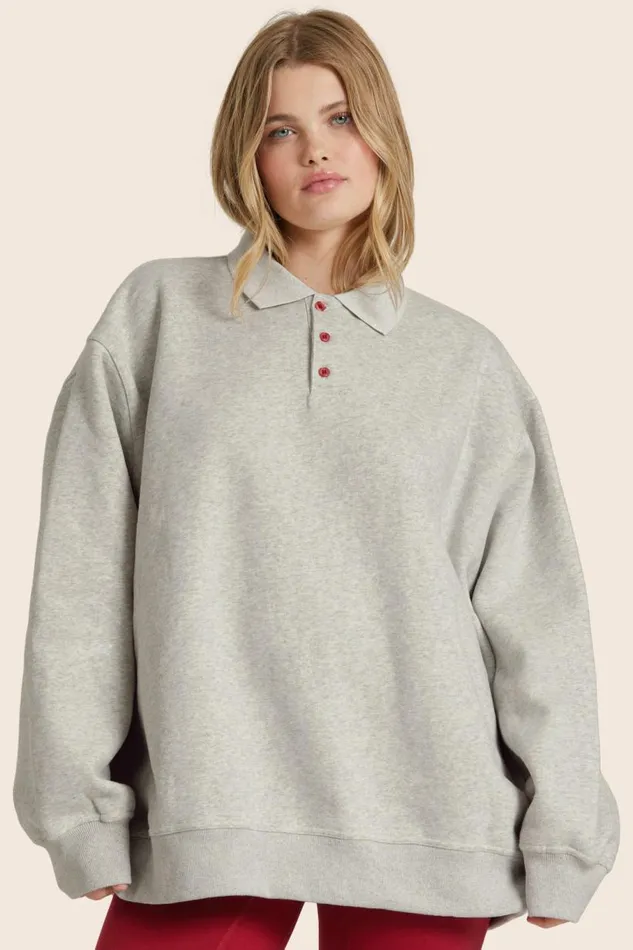 SET ACTIVE Tops SET X PARKE SWEAT RUGBY 8211 PARKE HEATHER GREY 8211 Women