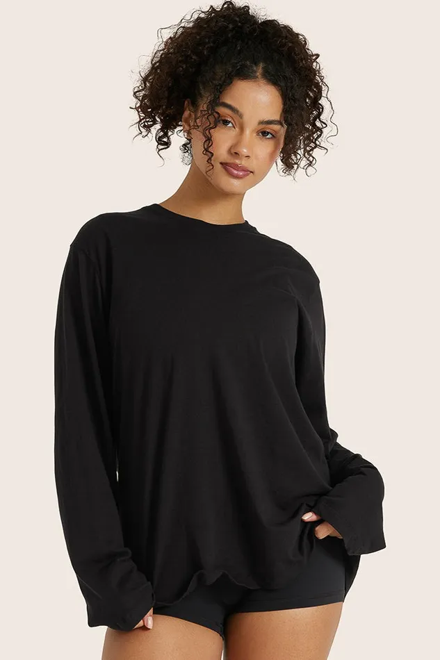 SET ACTIVE Tops Tanks Tees CLASSIC COTTON DAILY LONG SLEEVE 8211 ONYX 8211 Women