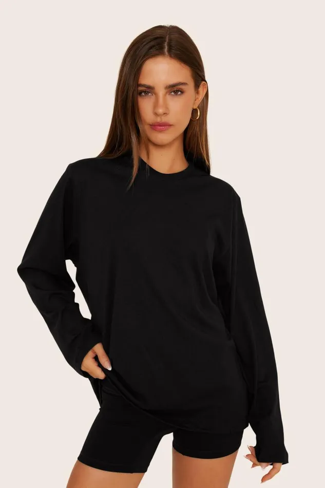 SET ACTIVE Tops Tanks Tees CLASSIC COTTON DAILY LONG SLEEVE 8211 ONYX 8211 Women