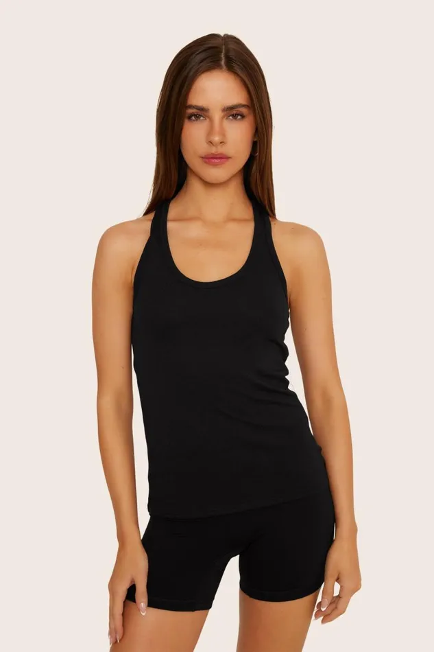 SET ACTIVE Tops Tanks Tees CLASSIC COTTON DAILY RACER TANK 8211 ONYX 8211 Women