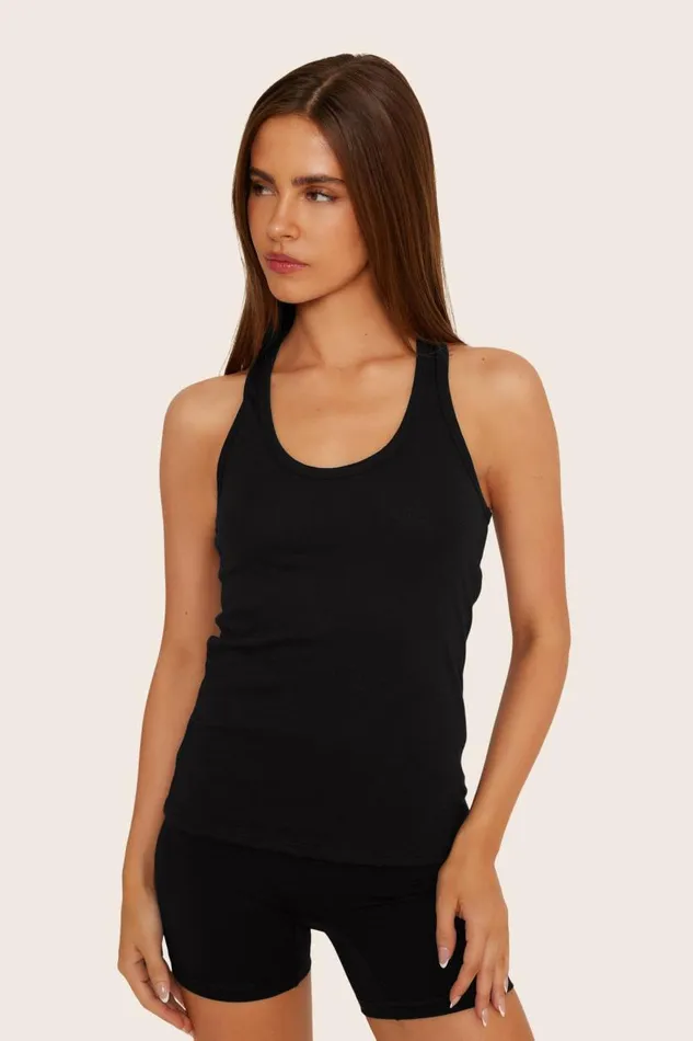 SET ACTIVE Tops Tanks Tees CLASSIC COTTON DAILY RACER TANK 8211 ONYX 8211 Women