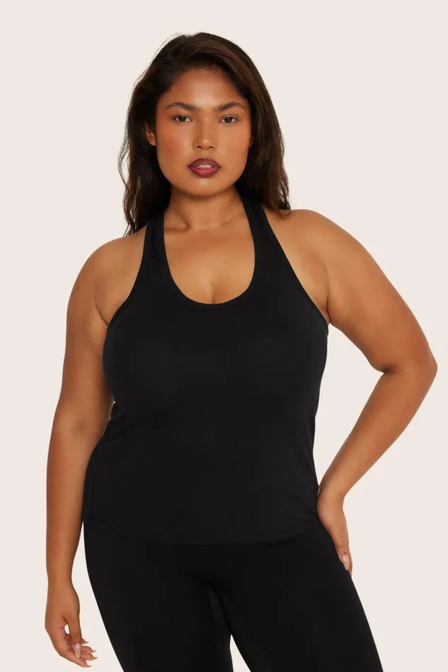SET ACTIVE Tops Tanks Tees CLASSIC COTTON DAILY RACER TANK 8211 ONYX 8211 Women
