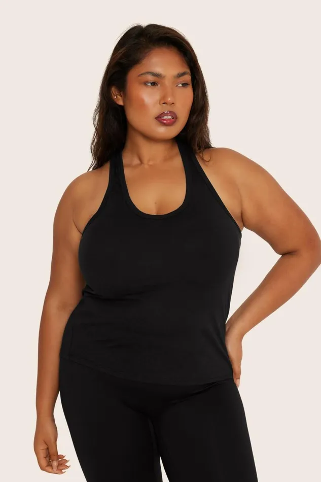 SET ACTIVE Tops Tanks Tees CLASSIC COTTON DAILY RACER TANK 8211 ONYX 8211 Women