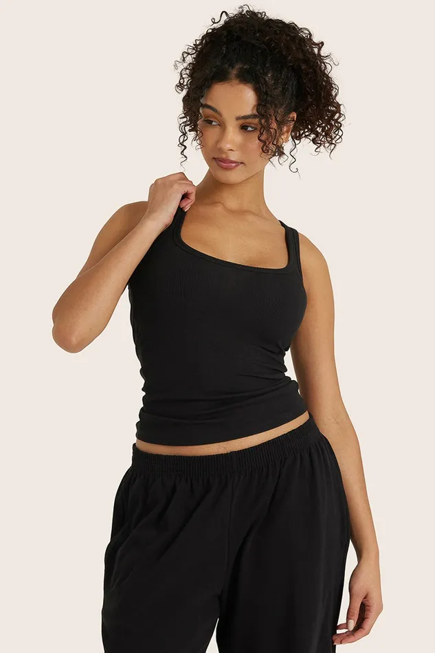 SET ACTIVE Tops Tanks Tees RIBBED MODAL BODY TANK 8211 ONYX 8211 Women