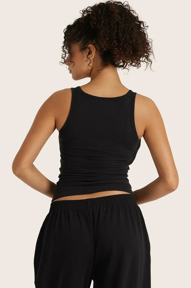 SET ACTIVE Tops Tanks Tees RIBBED MODAL BODY TANK 8211 ONYX 8211 Women