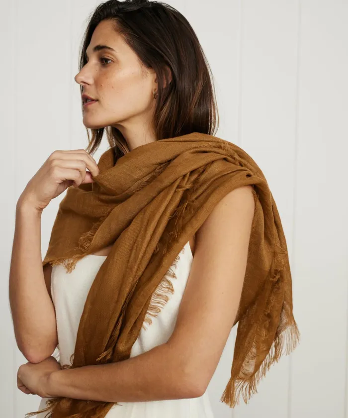 Shawls and Scarves Women Jenni Kayne Linen Shawl Copper