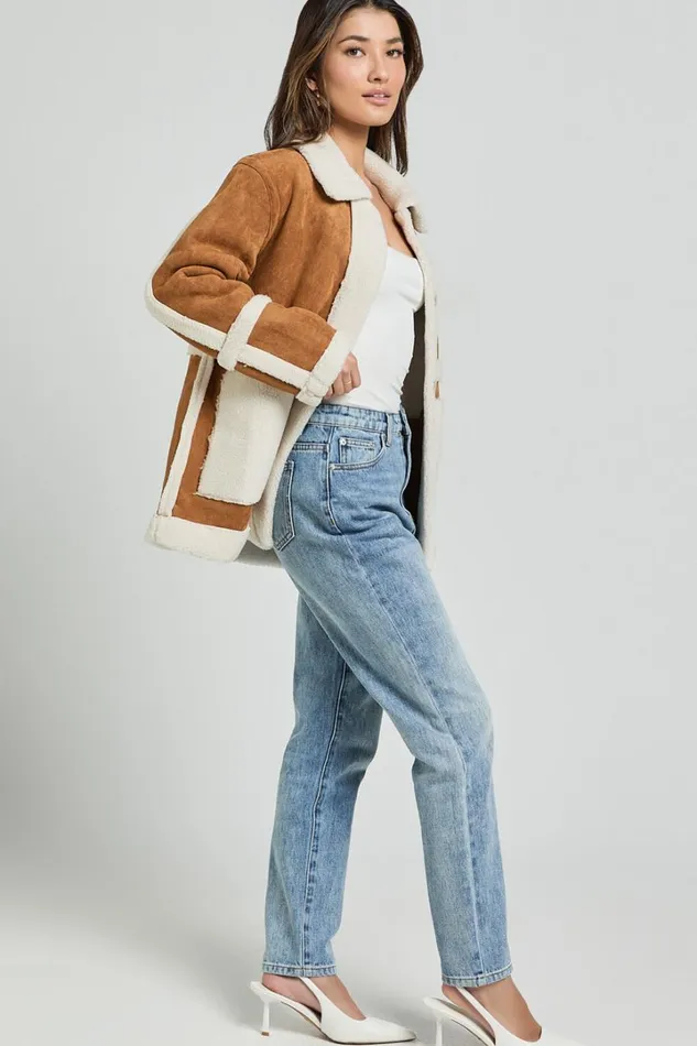 Shelley Coat 8211 Faux Shearling Aviator Coat In Brown Women Showpo Jackets and Coats