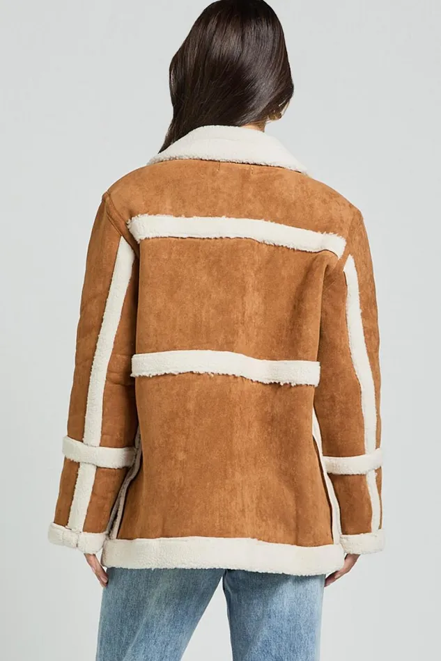 Shelley Coat 8211 Faux Shearling Aviator Coat In Brown Women Showpo Jackets and Coats