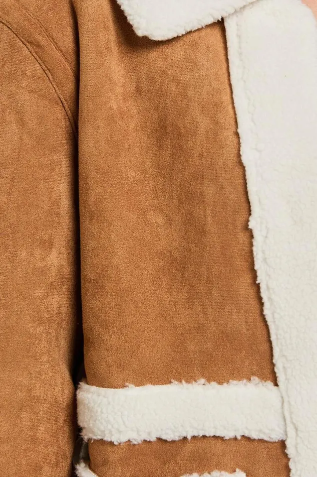 Shelley Coat 8211 Faux Shearling Aviator Coat In Brown Women Showpo Jackets and Coats