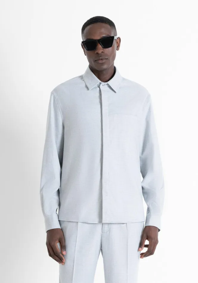 Shirts Men Antony Morato Regular Fit 034Amsterdam034 Shirt In Soft Viscose Blend Grey Melange Shirts Men Antony Morato Regular Fit 034Amsterdam034 Shirt In Soft Viscose Blend Grey Melange