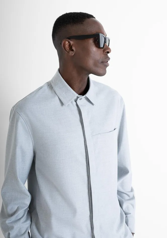 Shirts Men Antony Morato Regular Fit 034Amsterdam034 Shirt In Soft Viscose Blend Grey Melange