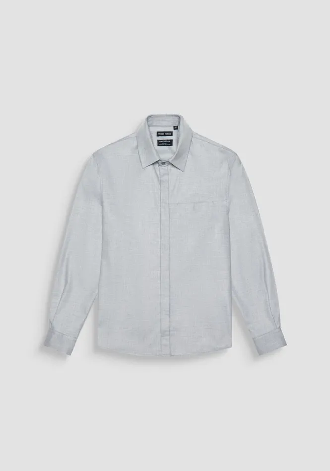 Shirts Men Antony Morato Regular Fit 034Amsterdam034 Shirt In Soft Viscose Blend Grey Melange