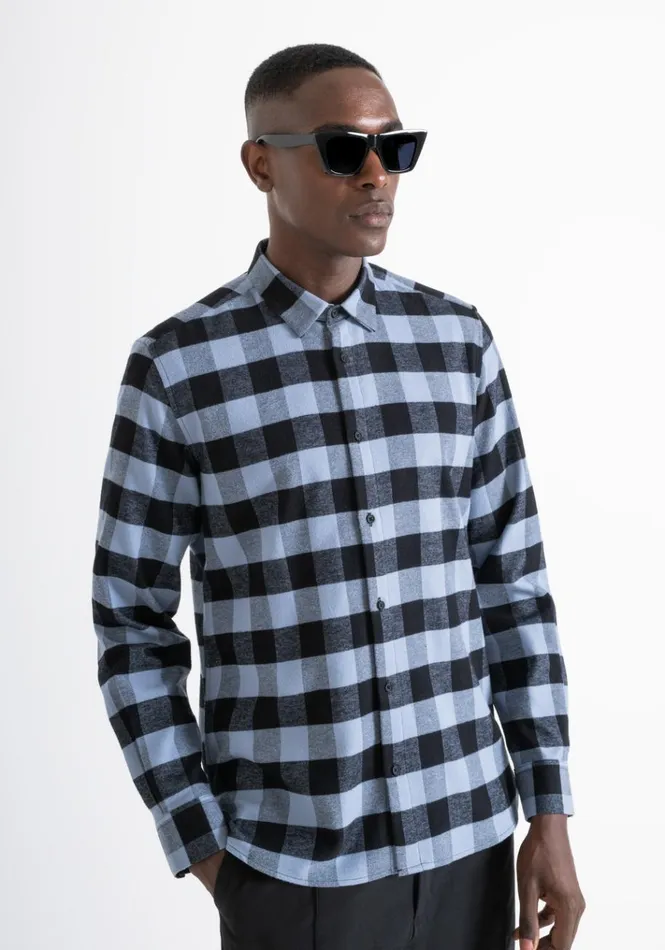 Shirts Men Antony Morato Regular Fit 034Barcelona034 Straight Cut Shirt In Checked Cotton Powder