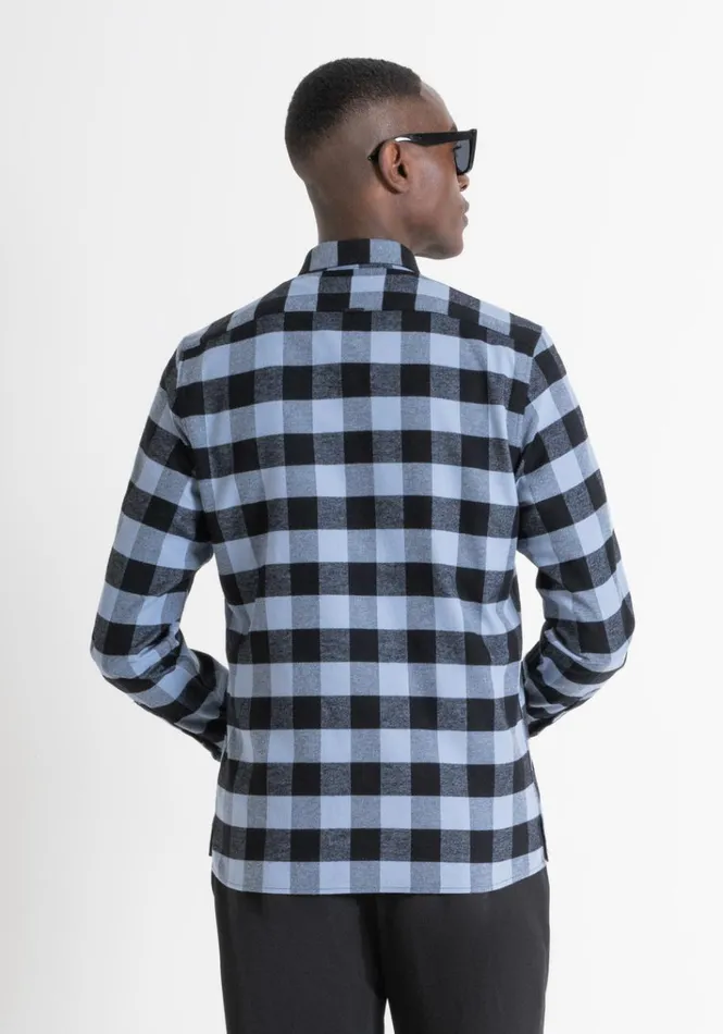 Shirts Men Antony Morato Regular Fit 034Barcelona034 Straight Cut Shirt In Checked Cotton Powder