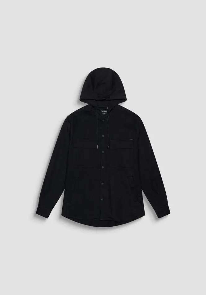 Shirts Men Antony Morato Relaxed Fit Cotton Twill Shirt With Hood And Pockets Black