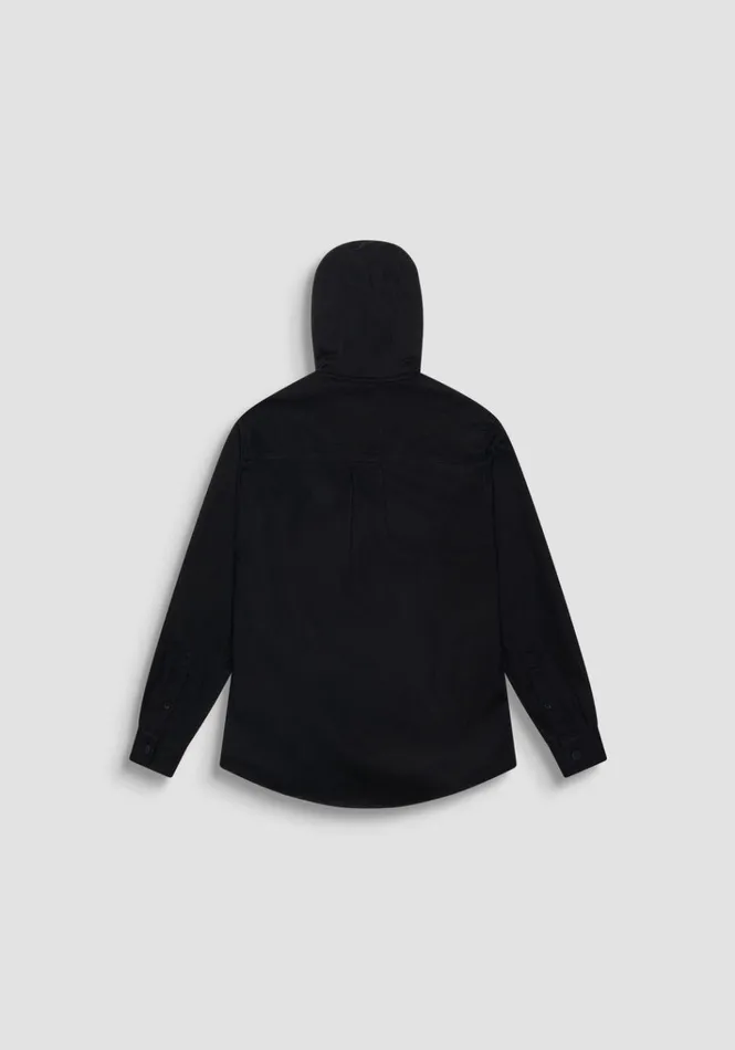 Shirts Men Antony Morato Relaxed Fit Cotton Twill Shirt With Hood And Pockets Black