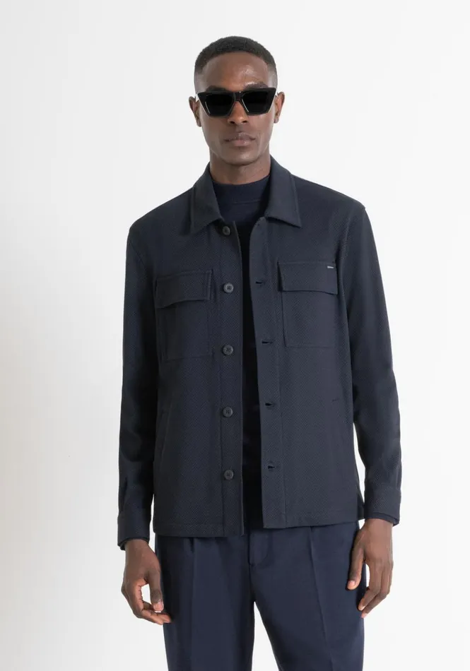 Shirts Men Antony Morato Straight Cut 034Oslo034 Shirt In Blue Cotton Blend With Pockets Blue Ink Shirts Men Antony Morato Straight Cut 034Oslo034 Shirt In Blue Cotton Blend With Pockets Blue Ink