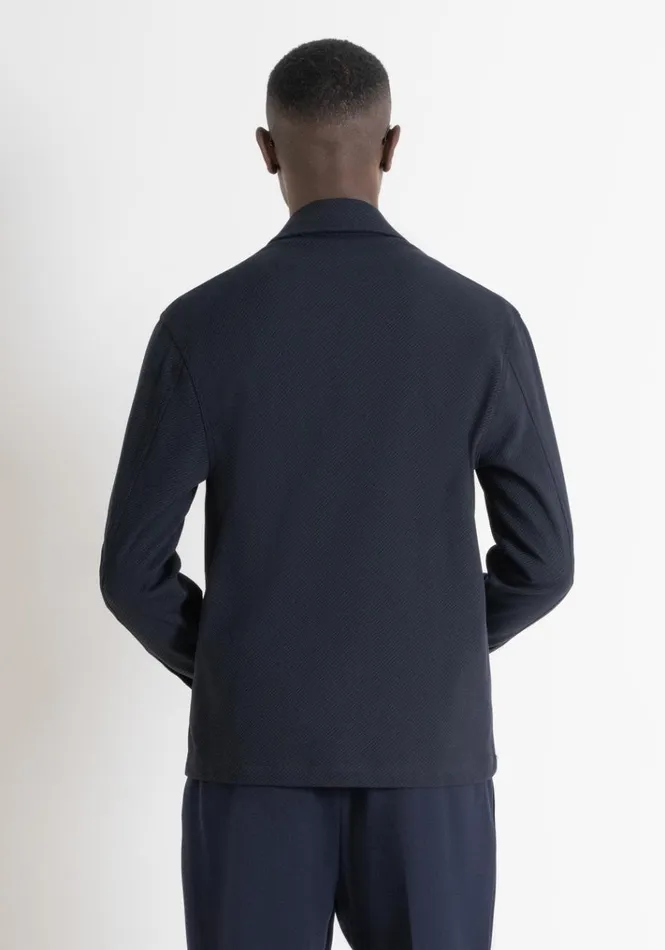 Shirts Men Antony Morato Straight Cut 034Oslo034 Shirt In Blue Cotton Blend With Pockets Blue Ink