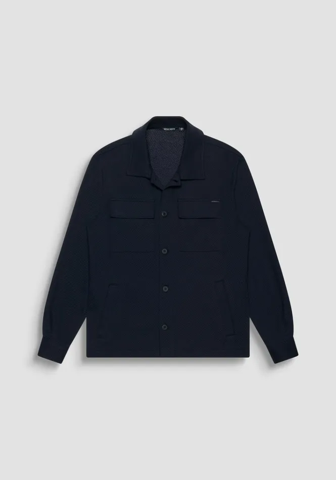 Shirts Men Antony Morato Straight Cut 034Oslo034 Shirt In Blue Cotton Blend With Pockets Blue Ink